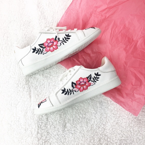 kate spade Shoes - NEW! Kate Spade floral embroidered sneakers white
